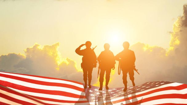 Greeting card for Veterans Day , Memorial Day, Independence Day .USA celebration. Concept - patriotism, protection, remember ,honor. 3D illustration - Fotó, kép