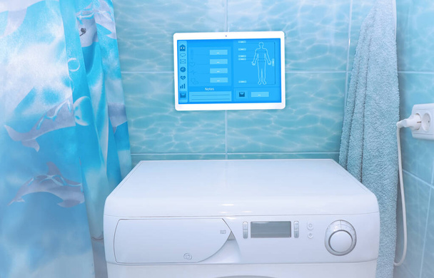 Medical tablet in the bathroom for Using biometric data - Fotoğraf, Görsel