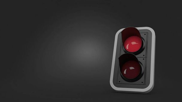 Червоний світлофор на сірому фоні. 3d ілюстрація
 - Фото, зображення