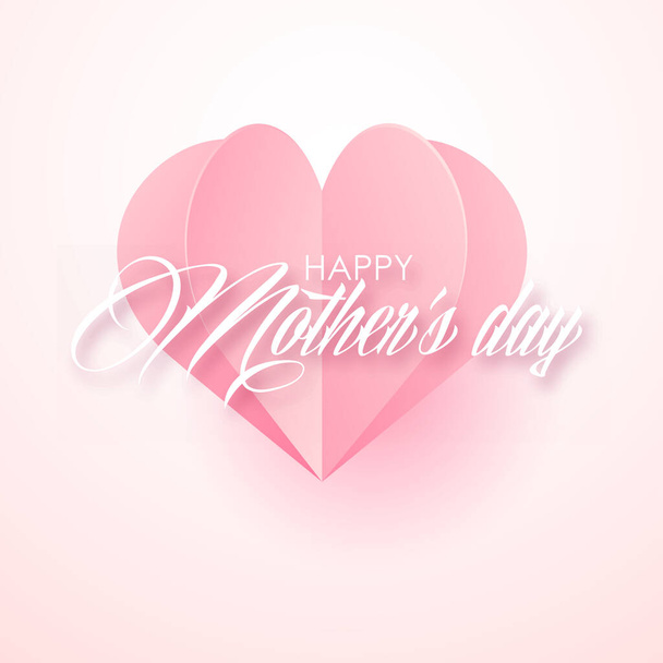 Feliz tarjeta del Día de la Madre con corazones rosados de papel volador. Ilustración vectorial
 - Vector, Imagen