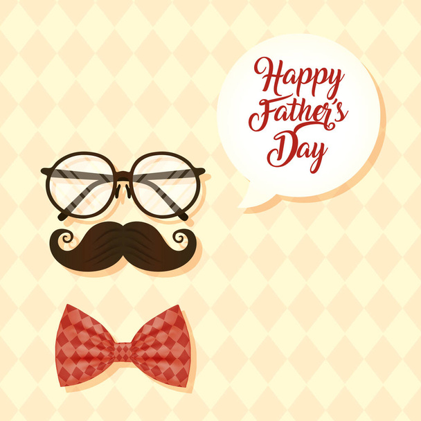 Boldog apák napi kártya szemüveggel és bajusszal - Vektor, kép