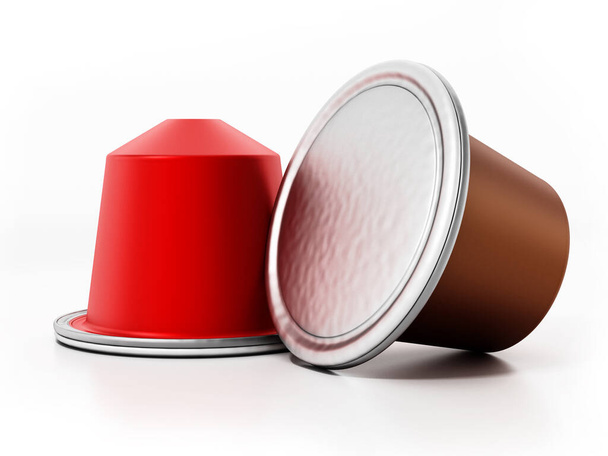 Coffee capsules isolated on white background. 3D illustration. - 写真・画像