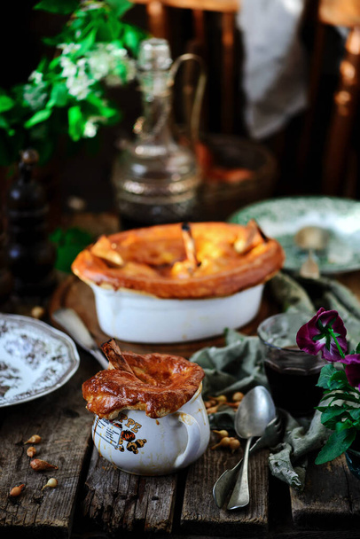 Lamb shank pies..style rustic.selective focus - Photo, Image