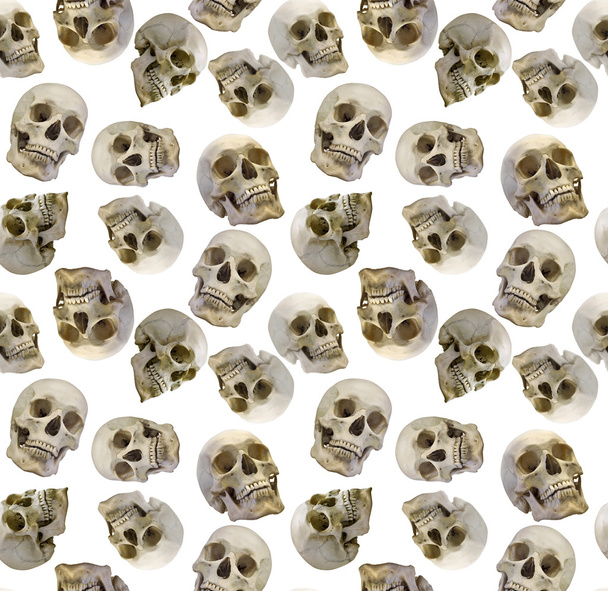 nahtloser Hintergrund mit menschlichen Schädeln - Foto, Bild