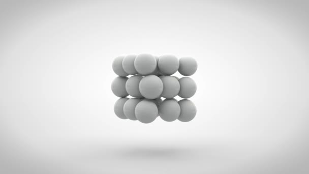 3D animace kostky, která se rozdělí na několik kostek. Kostky se mění v koule, které jsou náhodně rozmístěny ve vesmíru a mizí. Animace se schopností nepřetržitého přehrávání. - Záběry, video