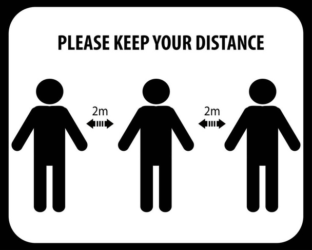 Please Keep Your Distance, sign and sticker vector.social distancing and infection risk reduction concept - Vector, Image