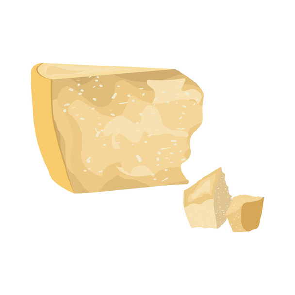 Parmesan cheese illustration on the white background. Vector illustration - Vector, Image