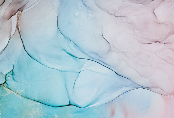 Alcohol ink colors translucent. Abstract multicolored marble texture background. Design wrapping paper, wallpaper. Mixing acrylic paints. Modern fluid art. Alcohol Ink Pattern - 写真・画像