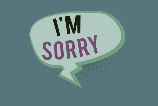 Текст почерку I M Sorry. Концепція означає просити прощення тому, кого ти неінтенсивно робиш, образив Бланк Облонг Галфон з текстом Баллун з "Zigzag Tail" і "Shade. - Фото, зображення
