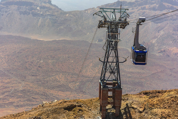 Téléphérique dans le parc national de Tenerife qui vous permet d'atteindre le camp de base à Teide (Îles Canaries, Espagne
) - Photo, image