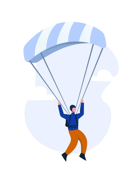 Gleitschirmfliegen auf einem Gleitschirm. Das Konzept des Paragliding - Vektor, Bild