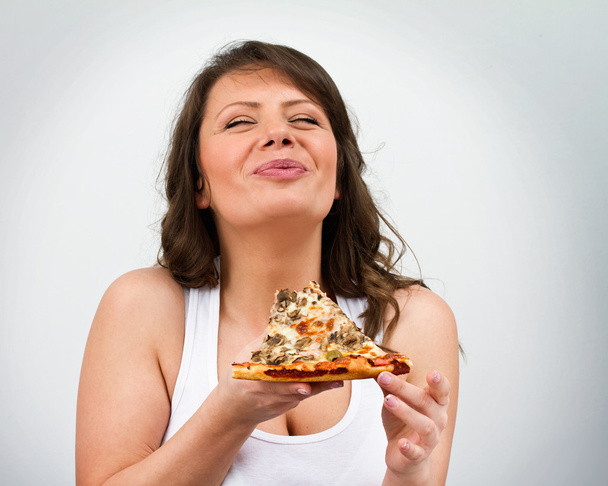 Comer pizza - Foto, Imagem