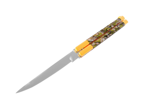Couteau papillon avec manche doré
 - Photo, image