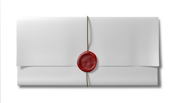 Papier avec joint de cire rouge et dessus de ficelle
 - Photo, image