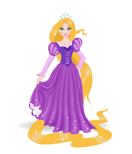 Gyönyörű hercegnő, a lila ruha. - Vektor, kép