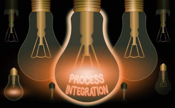 Ecriture conceptuelle montrant l'intégration des processus. Photo d'affaires montrant la connectivité des services et de l'information des systèmes
. - Photo, image