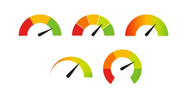 Color speedometer set icon. Flat isolated vector - Vector, Image