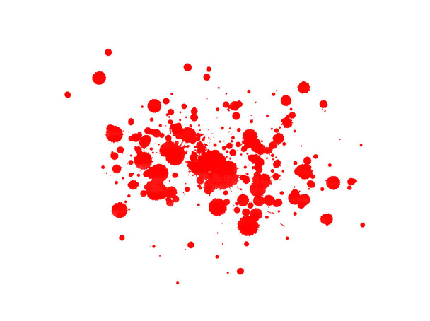 Vércseppek elkülönítve a fehéren. Red splash kefe háttér - Fotó, kép