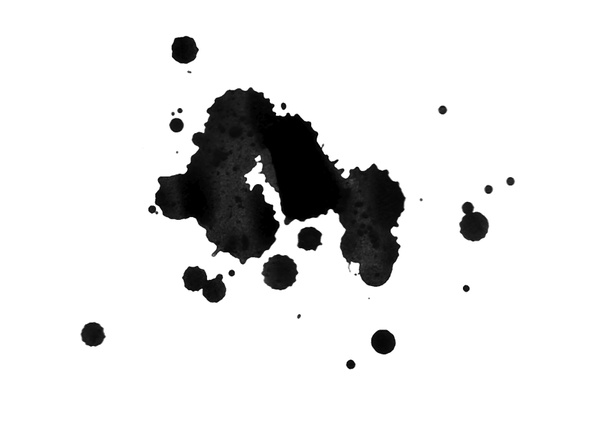 Black ink drops isolated on white background - Photo, Image