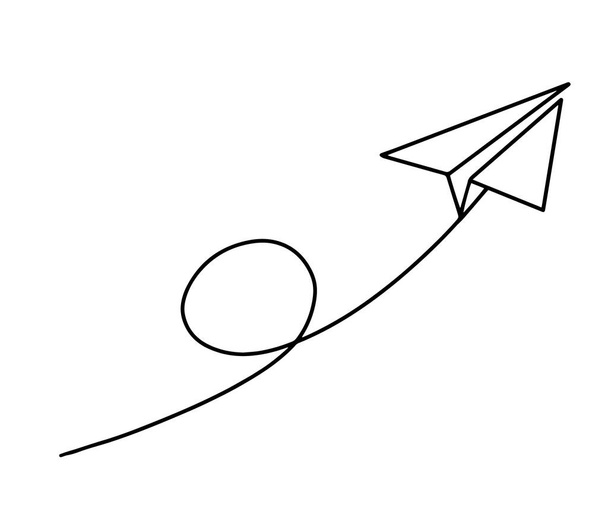 Papírsík egyetlen folyamatos vonallal történő repülése - Vektor, kép