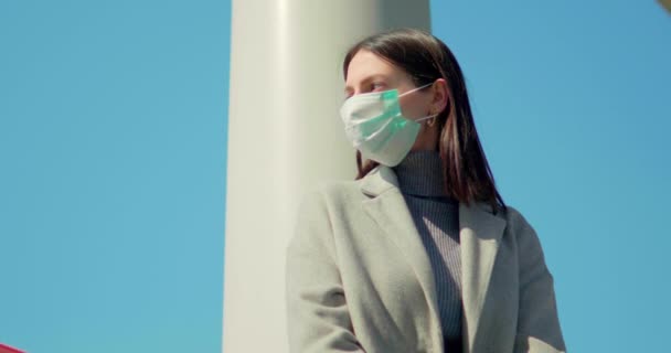 Woman with protective mask - Video, Çekim
