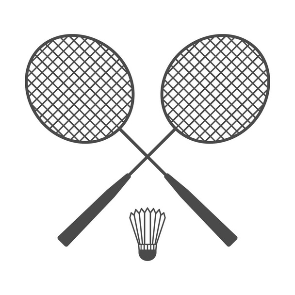 Badminton rackets and ball vector illustration isolated on white background - Διάνυσμα, εικόνα