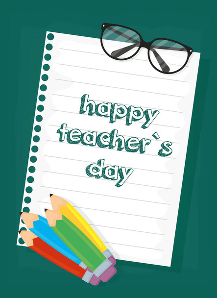 felice giorno insegnanti celebrazione con matite colori e shet
 - Vettoriali, immagini