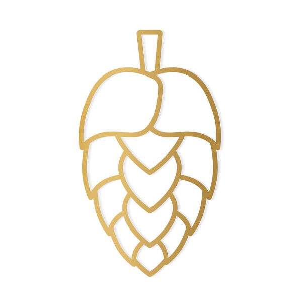 goldener Hopfenzapfen Icon-Vektor Illustration - Vektor, Bild