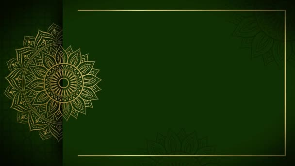 黄金と緑の曼荼羅の装飾の背景は、任意の目的のためにスムーズに、アラビア語のイスラム様式をループ - 映像、動画