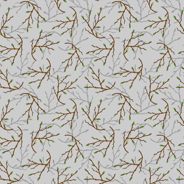 Seamless pattern. tree branch with buds. eps10 vector stock illustration.  - Vector, Image