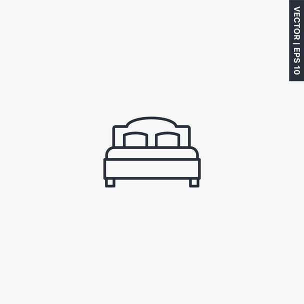Dubbel bed, lineair stijlteken voor mobiel concept en webdesign. Symbool, logo illustratie. Pixel perfecte vectorafbeeldingen - Vector, afbeelding