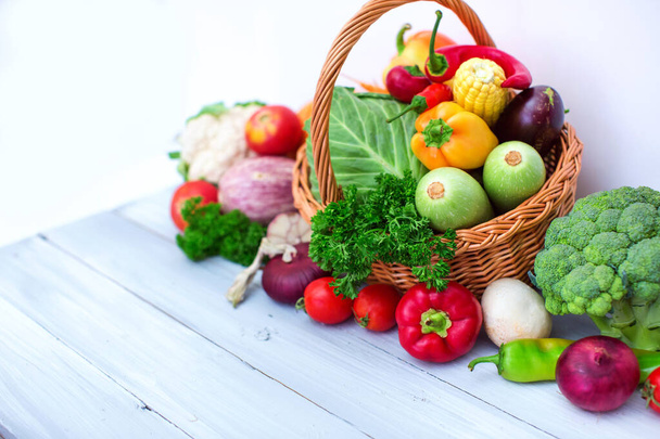 Fresh vegetables in basket. Natural food. - Valokuva, kuva