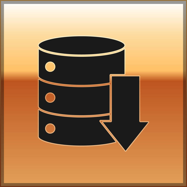Schwarzer Server, Daten, Web-Hosting-Symbol isoliert auf goldenem Hintergrund. Vektorillustration - Vektor, Bild