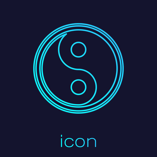Ligne turquoise Yin Yang symbole d'harmonie et icône d'équilibre isolé sur fond bleu. Illustration vectorielle
 - Vecteur, image