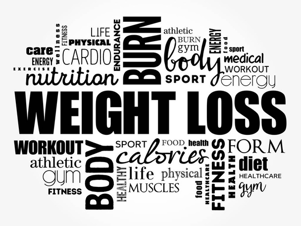 Weight Loss word cloud collage, health concept background - Vector, Image