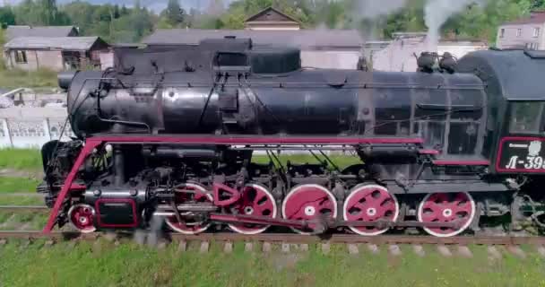 Dampflokomotive Eisenbahn. Ostaschkow. Antenne 201982413504110 2 cc - Filmmaterial, Video