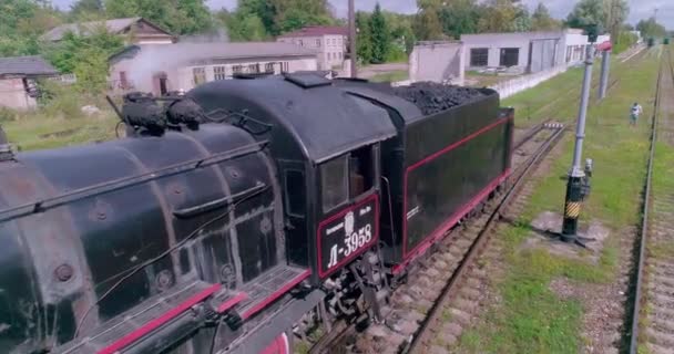 Dampflokomotive Eisenbahn. Ostaschkow. Antenne 201982413482807 2 cc - Filmmaterial, Video