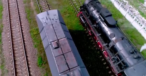 steam locomotive railway. ostashkov. aerial 201982413545913 2 cc - Footage, Video