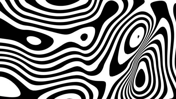 Оптична ілюзійна хвиля. Абстрактні 3d чорно-білі ілюзії. Горизонтальні лінії смуги візерунок або фон з хвилястим ефектом спотворення
. - Вектор, зображення