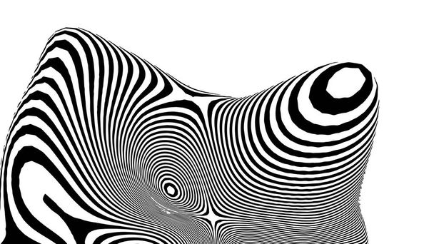 Abstrato 3d preto e branco ilusões. Linhas horizontais listras padrão ou fundo com efeito de distorção ondulada. Ilustração vetorial
. - Vetor, Imagem