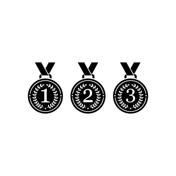 1., 2. i 3. medale z ikonami wektorowymi wstążki płaskiej dla aplikacji sportowych i stron internetowych - Wektor, obraz