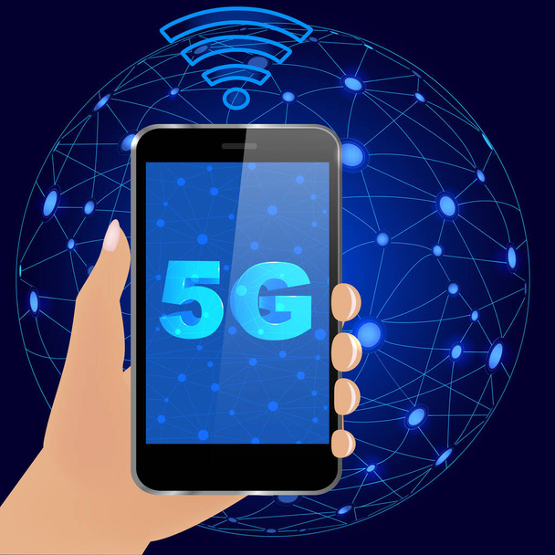5G technology worldwide. 5G Global network concept.Worldwide information technology.Wireless  network and 5G Connection technology concept - ベクター画像