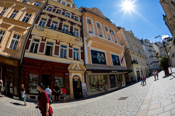 Karlovy Vary, Czech Republic Aug 24, 2019: Famous city in western Bohemia. Not just the architecture but also the health spas of the city.  - Fotó, kép