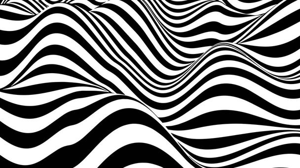 光錯視波。抽象3D黒と白の幻想。ベクターイラスト. - ベクター画像