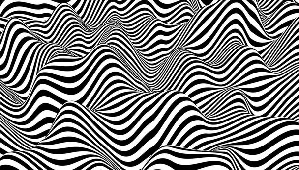 Оптическая иллюзорная волна. Абстрактные черно-белые иллюзии. Векторная иллюстрация
. - Вектор,изображение