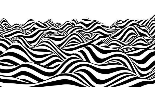 Onde d'illusion optique. Illusions abstraites en noir et blanc 3d. Illustration vectorielle
. - Vecteur, image