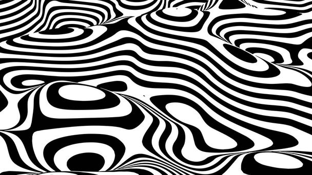Onda de ilusão óptica. Abstrato 3d preto e branco ilusões. Ilustração vetorial
. - Vetor, Imagem