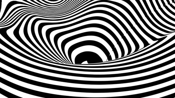 Optická iluzní vlna. Abstraktní 3D černobílé iluze. Vektorová ilustrace. - Vektor, obrázek