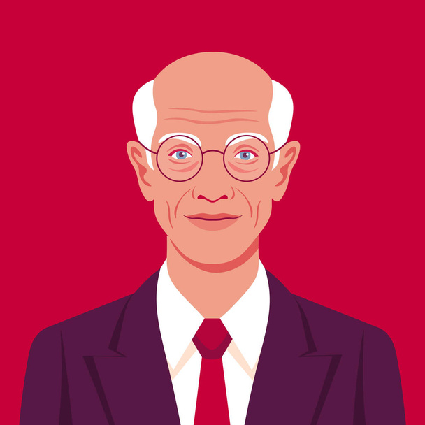 Portrait d'un vieil homme d'affaires en costume avec une cravate. Avatar d'un homme. Illustration vectorielle en style plat
 - Vecteur, image