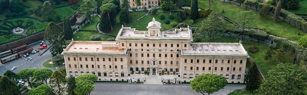 horizontal crop of ancient building near gardens of Vatican - Photo, Image